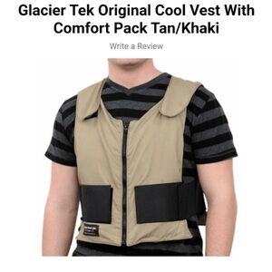 Glacier Tek Original Cool Vest Tan/Khaki Adjustable, NWOT NO PACKS INCLUDED